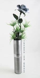 Dekoelement Blumenvase "Bamboo" Alu matt gebürstet ca. 24 cm hoch - Bild 1 von 2