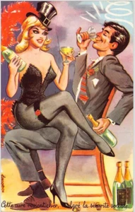 French Vintage Comic Postcard: Nude Women Stockings, Nylons 1950s - Picture 1 of 1