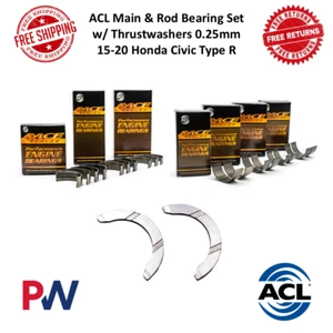 ACL Main & Rod Bearing Set w/ Thrustwashers 0.25mm For 15-20 Honda Civic Type R - Foto 1 di 12