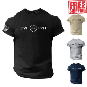 Live 1776 Free T-SHIRT Freedom American Patriotic U.S.A. Constitution Liberty - Picture 1 of 16