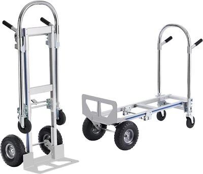 SHZOND Heavy Duty 2 in 1 Aluminum Hand Truck Convertible Folding Dolly Cart 1000LBS