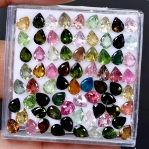 VVS 72 Pcs Natural Tourmaline 5*4mm Pear Cut Loose Untreated Gemstones 21.10 Cts - Picture 1 of 6