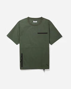 Saturday's NYC Green Kenji Windbreaker Tee Cotton & Nylon Blend T-Shirt Sz L NWT - Picture 1 of 17