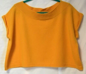 NWOT Dorothee Schumacher Yellow Cashmere Relaxed Boxy Boat Neck Sweater Vest-S/M - Picture 1 of 11