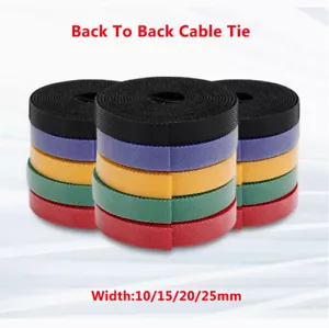 Width:10/15/20/25mm 6 Color Roll Double Sided,Back To Back Cable Tie 5/50 Meter - Picture 1 of 9