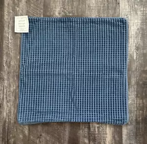 (2) Trillium Williams Sonoma OUTLET VELVET Check Pillow Covers Square SLATE BLUE - Picture 1 of 8