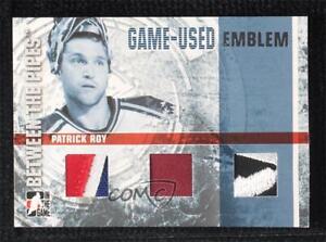 2006-07 ITG Between the Pipes Game-Used Silver Emblem Patrick Roy Triple Patch
