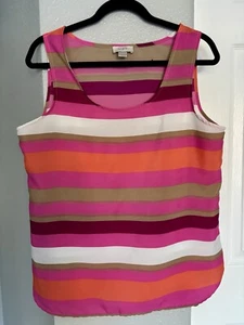 Loft Damen Top rosa orange ärmellos L klassisch Sommer Frühling gestreift - Bild 1 von 12