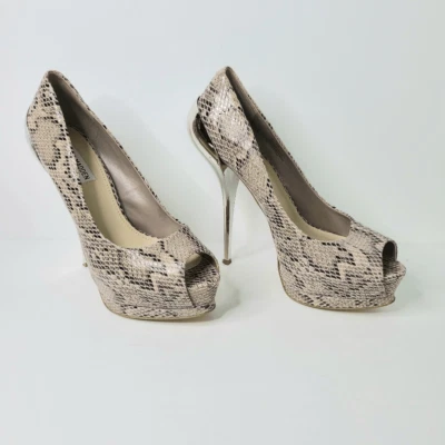 Steve Madden Mujer Zapatos 10 Piel de Serpiente Tostada Cuero Metálico Plataforma - Leer Foto 1 de 4