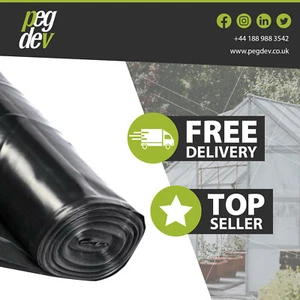 4 x 4 m 250 g SCHWARZE POLYETHYLEN-KUNSTSTOFFFOLIE - Garten, Unkraut, Kies & Heimwerker - Bild 1 von 7