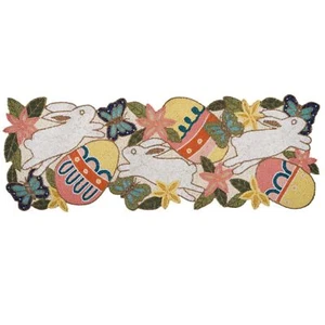 Cien 80 grados con cuentas conejito huevo de Pascua corredor de mesa decoración festiva de primavera - Imagen 1 de 8