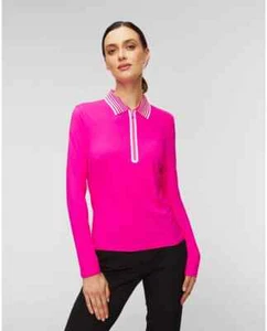 G/Fore Featherweight Silky Tech Zip Polo Top XS S M Pink Womens Golf Shirt GFore - Picture 1 of 7