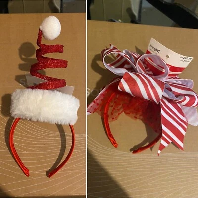 Xmas Headband Fascinator Bow Santa Hat Christmas Creatology Stocking Stuffer NEW - Image 1 of 4
