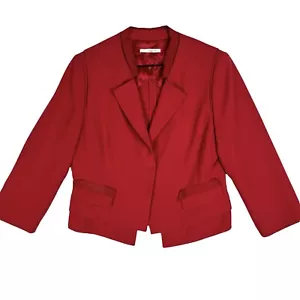 Tahari roter Blazer Jacke Größe 14P 3/4 Ärmel Kunstweste versteckter Druckknopf Retro Urlaub - Bild 1 von 15