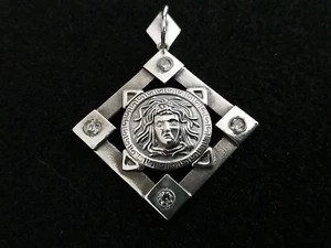 Wintage Silver 925 Versace medallion Pendant Medusa, USED - Picture 1 of 9