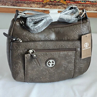 Giani Bernini Pebble Faux Leather Tooling Hobo Shoulder Bag $99 NWT - Chocolate - Image 1 of 4