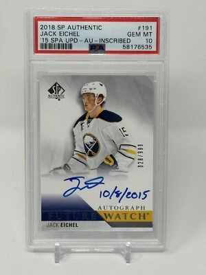 2015-16 UD SP Authentic Jack Eichel Future Watch Inscribed Auto /999 PSA10 POP 2 - Image 1 of 2