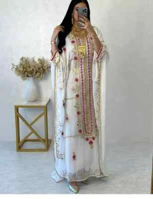 VENTA Kaftan Trabajo a Mano Elegante Farasha Marroquí EID Dubai Vestido Largo Abaya Islámico Foto 1 de 4
