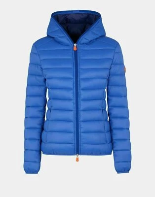 NUEVO $148 SAVE THE DUCK Chaqueta acolchada repelente al agua con capucha para niña 10 azul Foto 1 de 4