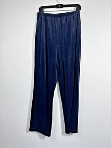 Coldwater Creek Velour Pants Women Sz Medium Navy Pull on Straight Leg Comfort - Picture 1 of 7