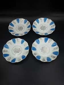 4 platillos blancos, azules y dorados coleccionables de colección de PICO hechos en el Japón ocupado - Imagen 1 de 10