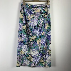 Vintage Laura Ashley Midi Skirt Floral Cotton Wrap Waist 29" Made in GB - Picture 1 of 9