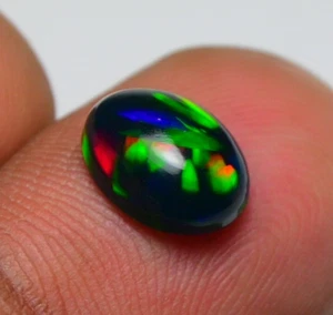 Black Opal Cabochon Oval 1.45 Cts , Stunning Play of Color! Perfect for Jewelry - Picture 1 of 19