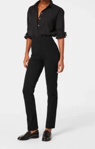 $148 SPANX SPANXsmooth PerfectFit Ponte Slim Straight Pants Black 1X Petite - Picture 1 of 11