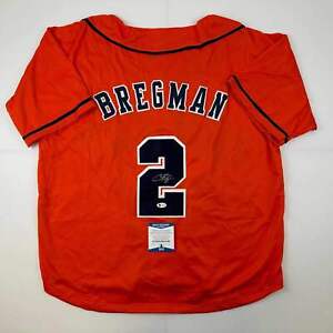Autographed/Signed Alex Bregman Houston Orange Baseball Jersey Beckett BAS COA