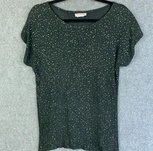 Lauren Lee Top Womens Size Med Short Sleeve Scoop Neck Glitter Crinkle Vintage - Picture 1 of 13