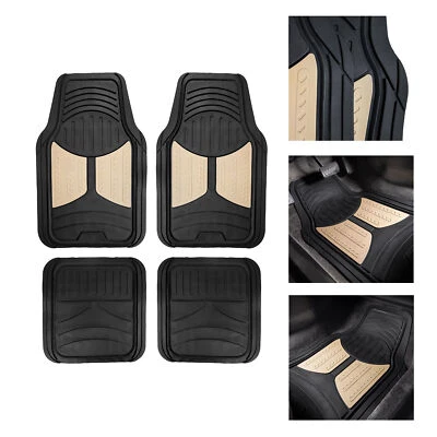 FH Group Rubber Car Floor Mats 2-Tone Design Heavy Duty All Weather - 4 Pc Set - Image 1 of 2