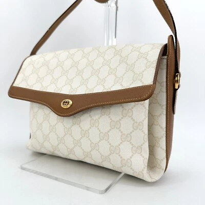 Auténtico bolso de hombro vintage GUCCI GG Supreme marrón blanco beige PVC cuero Foto 1 de 4