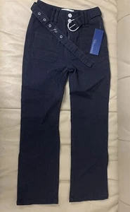 HABITUAL GIRL SIZE 7/8 BLACK JEANS STRETCH DENIM HIGH WAIST PANTS SNAP W/ BELT - Picture 1 of 7