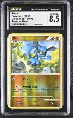 CGC 8.5 Riolu 2010 Unleashed 60/95 Reverse Holo Pokemon Card - Image 1 of 2