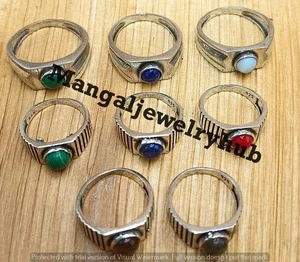 Buy Opalite & Mix Gemstone Rings 925 Sterling Silver Plated Handmade Jewelry Lot - Picture 1 of 5
