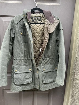 Barbour Hawkstone Green Waxed Cotton Women’s Parka Jacket lwx0202sg51 - Image 1 of 4