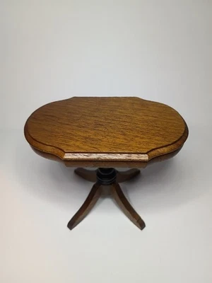 Strombecker Playthings Made In USA Dollhouse Walnut miniature Pedestal Table - Image 1 of 4