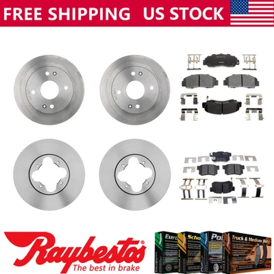 Rotores de freno delanteros traseros y pastillas de freno de cerámica Raybestos para Acura Vigor 1992-1994 Foto 1 de 4