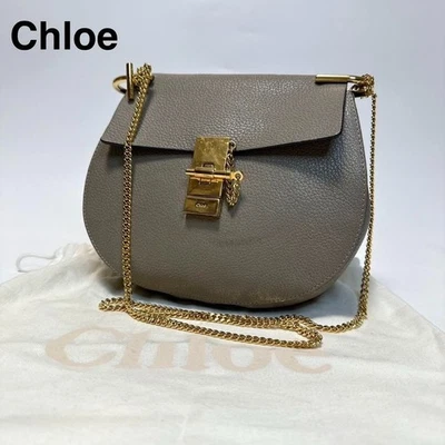 Bolso Bandolera Chloe Drew Cadena Cuero Gris Gris Gris USADO Auténtico #S2454 Foto 1 de 4