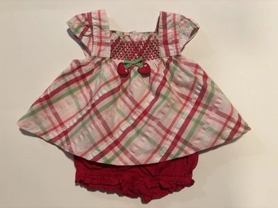 Baby Girl GYMBOREE So Berry милый клетку клубника со сборками 2 шт. набор размер 0-3 M - Изображение 1 из 4