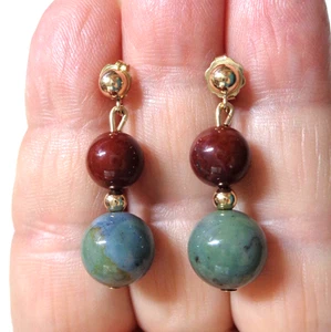 14K Gold Filled, Gemstone Beads, Vintage Dangle Earrings Set. - Picture 1 of 1