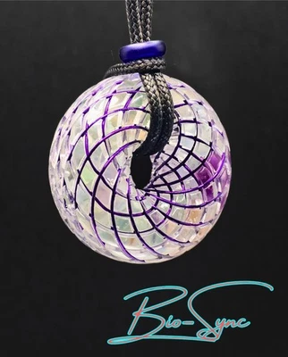 Phi Torus "Rainbow Stone" Vortex Energy Pendant, Blue Calcite, Rainbow Fluorite  - Image 1 of 3