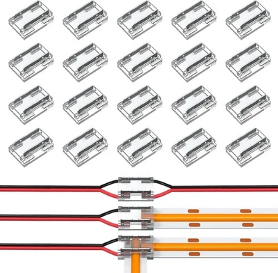 20pcs COB LED Light Connectors 8mm 2Pin 9 in 1 LED Strip Connector, 9 Types Conn - Image 1 of 4