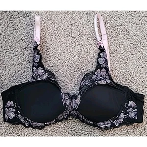 Adore Me schwarz süß flieder Bügel Push Up Balconette BH Gr. 34C - Bild 1 von 6