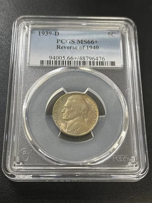 1939 D JEFFERSON NICKEL PCGS MS-66+ - UNCIRCULATED - Rev 40 - CERTIFIED SLAB -5C - Image 1 of 2