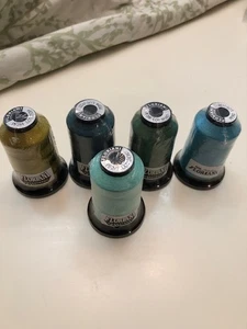 FLORIANI Embroidery Thread Spools 1000m 5 Lot shades of Green/Blue Brand New - Picture 1 of 2