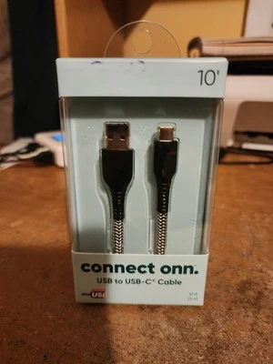 Connect onn. USB to USB-C Cable – 10 Feet Cord | BNIB Sealed | Fast Charging - Image 1 of 2