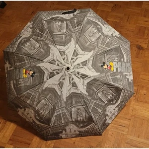 RARE Mickey Mouse PARIS UMBRELLA black & white collapsible SEE DESCRIPTION rain - Picture 1 of 12