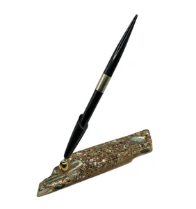 Vintage Lucite Pen Holder w/ Embedded Abalone Shells Desktop 6.5" (Read) - Picture 1 of 3