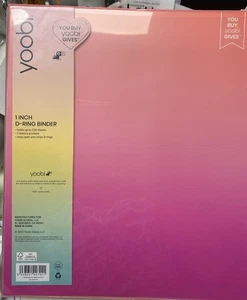 Box Of 6 YOOBI 1 Inch D-Ring Binder - Pink Ombre - Picture 1 of 1